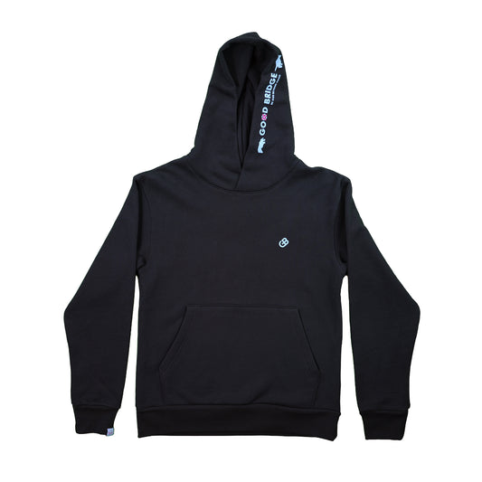GOD BRIDGE Signature Flock Hoodie – Black