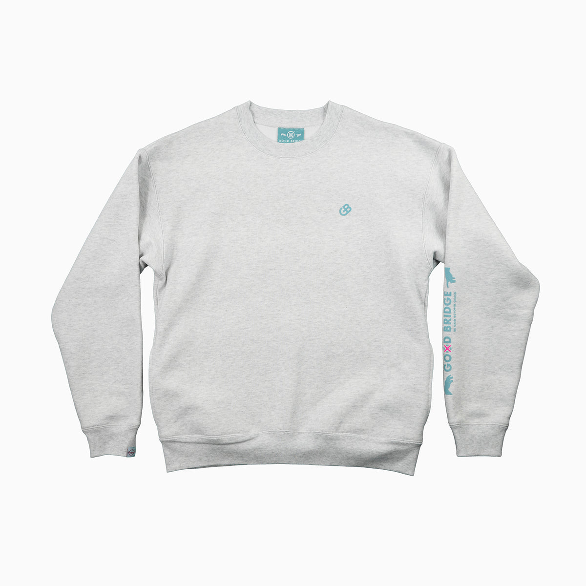 GOD BRIDGE Signature Flock Crewneck – Ash Grey