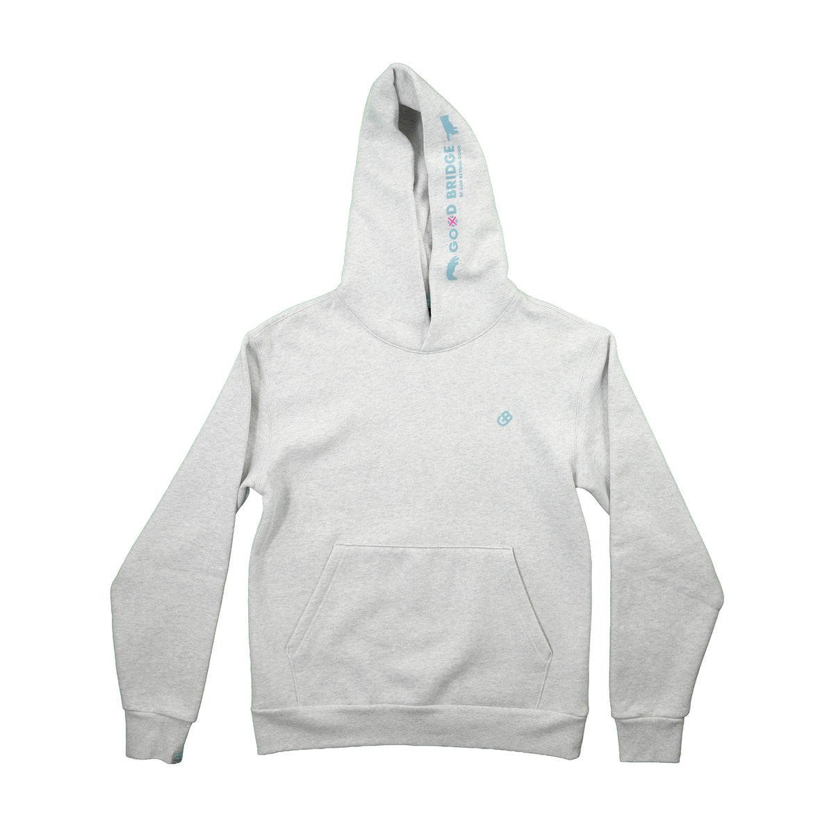 GOD BRIDGE Signature Flock Hoodie – Ash Grey