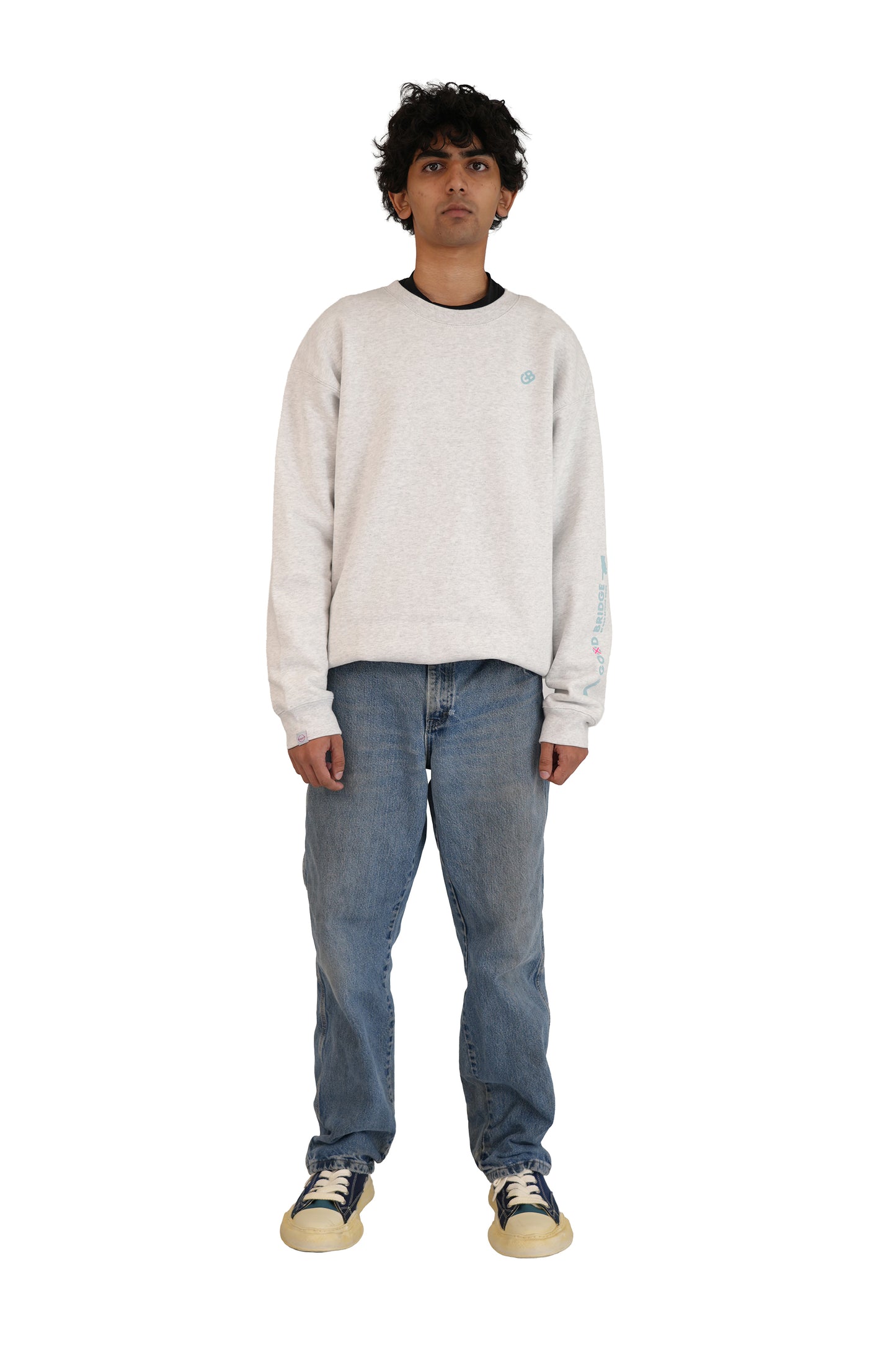 GOD BRIDGE Signature Flock Crewneck – Ash Grey