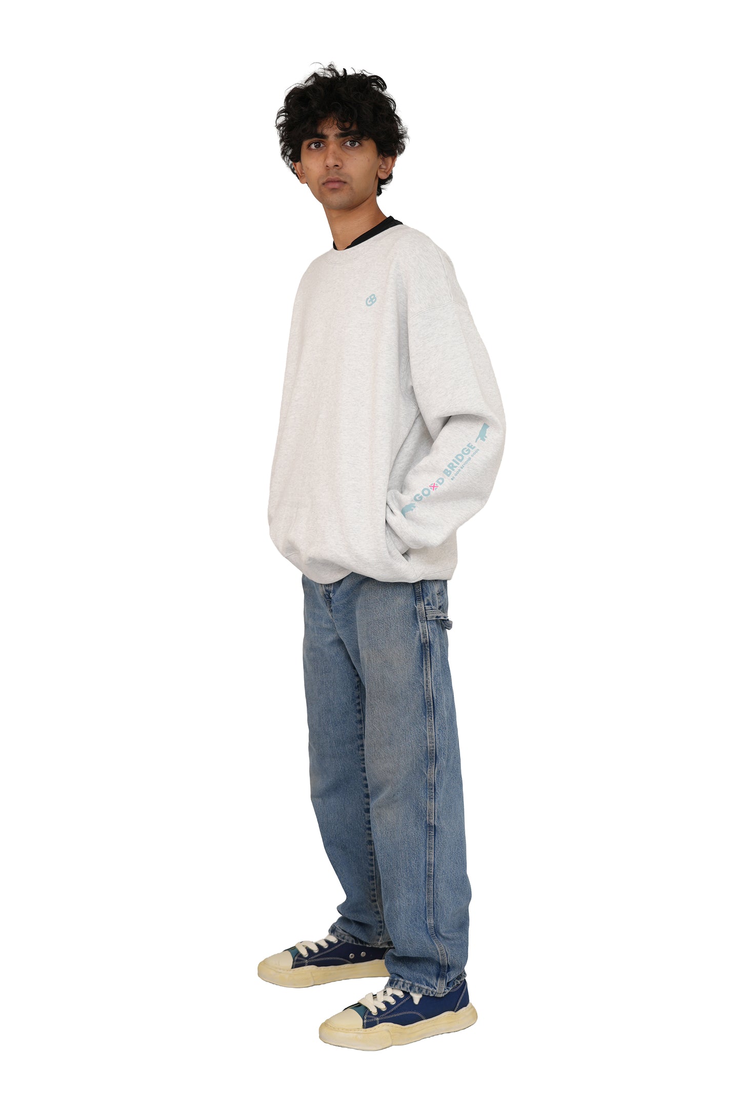 GOD BRIDGE Signature Flock Crewneck – Ash Grey