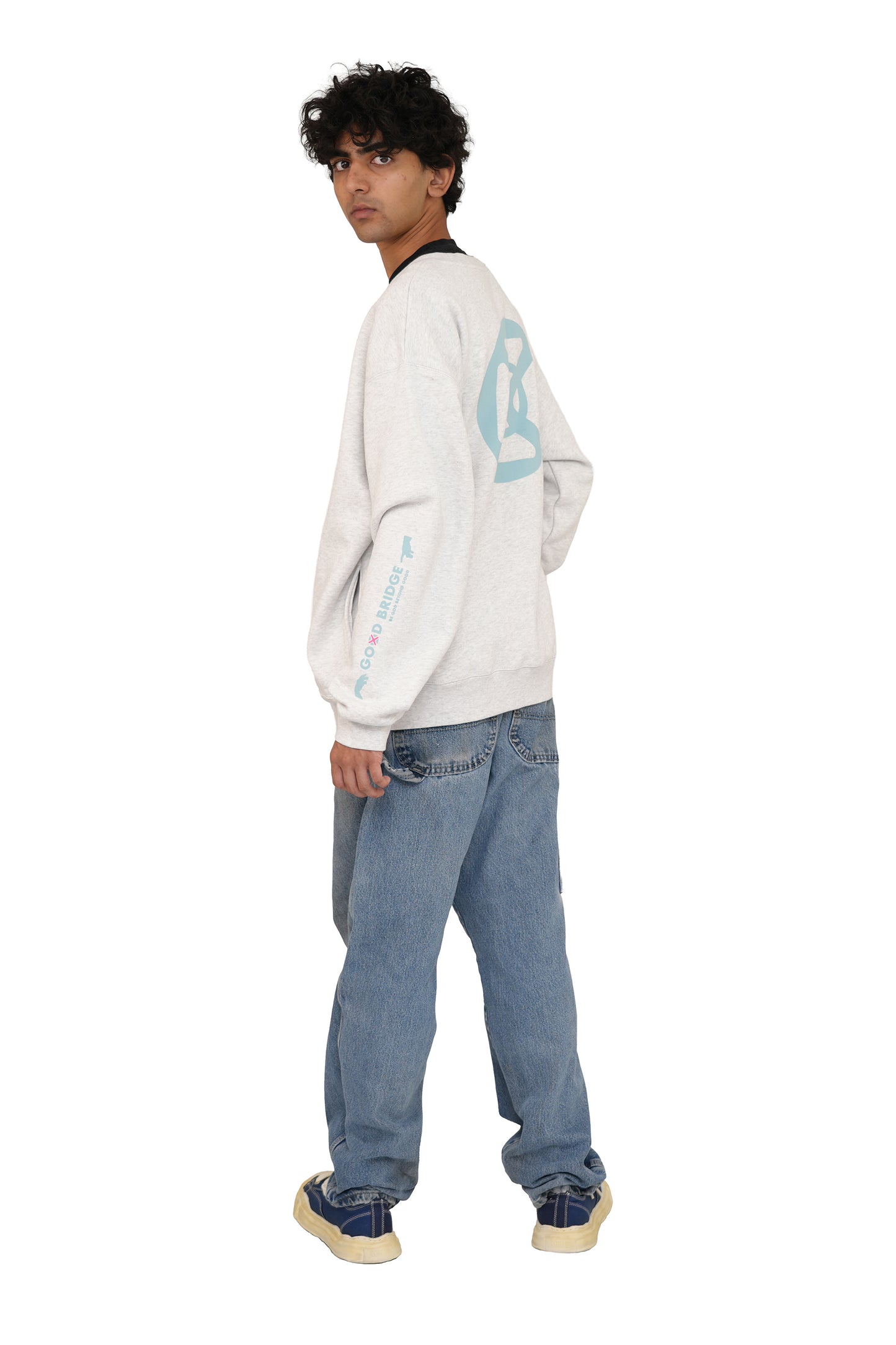 GOD BRIDGE Signature Flock Crewneck – Ash Grey