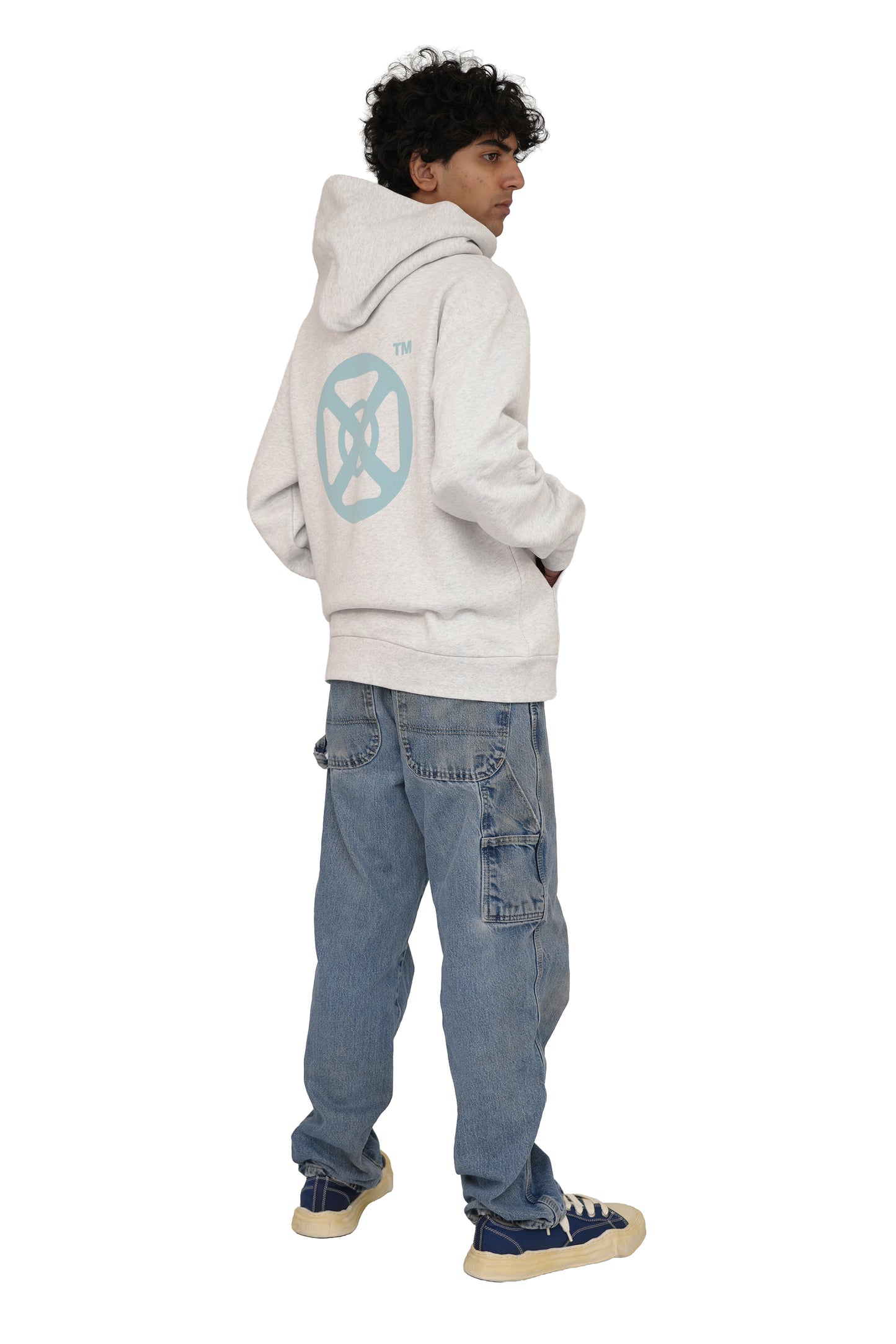 GOD BRIDGE Signature Flock Hoodie – Ash Grey