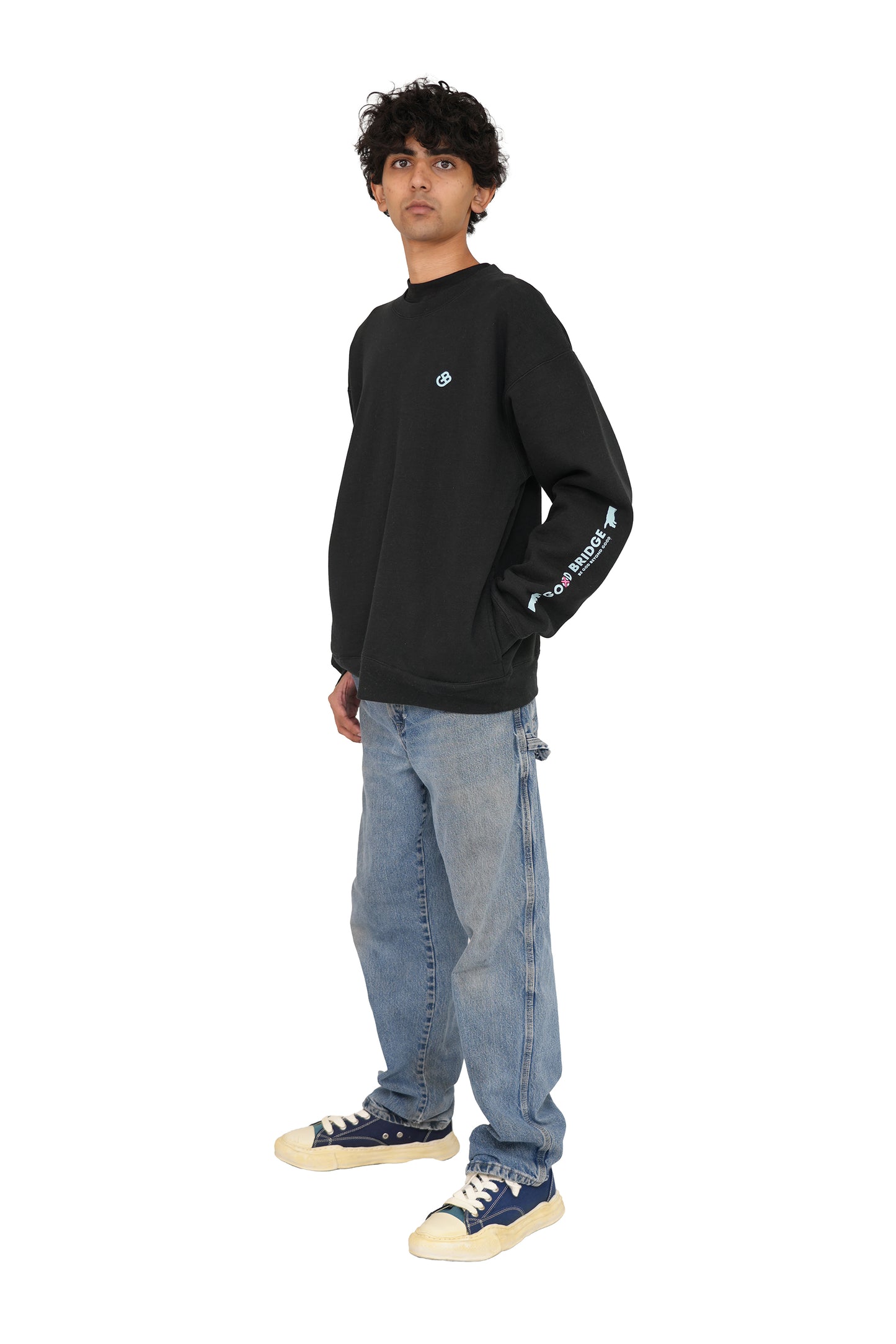 GOD BRIDGE Signature Logo Crewneck Sweatshirt – Black