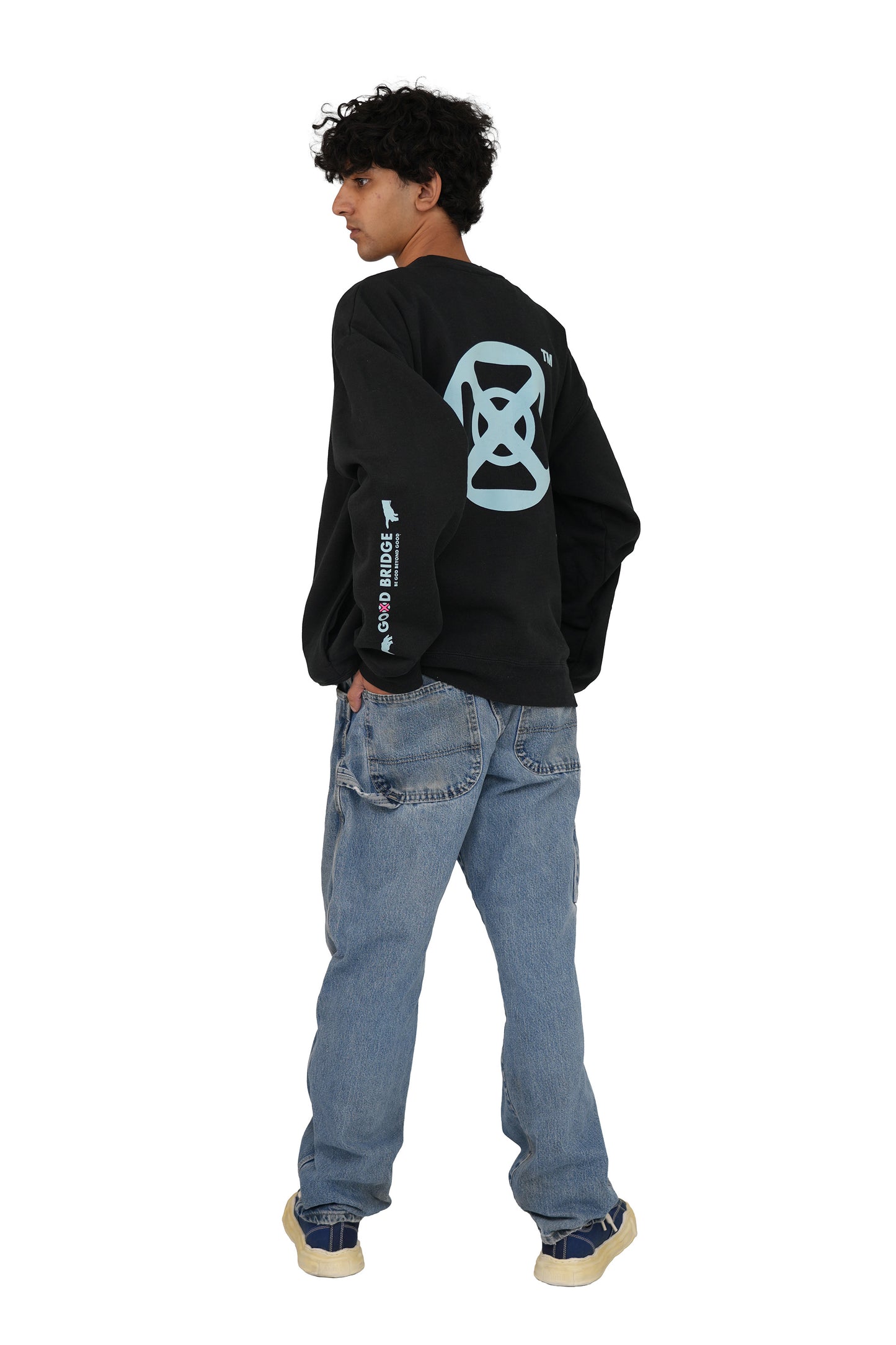 GOD BRIDGE Signature Logo Crewneck Sweatshirt – Black