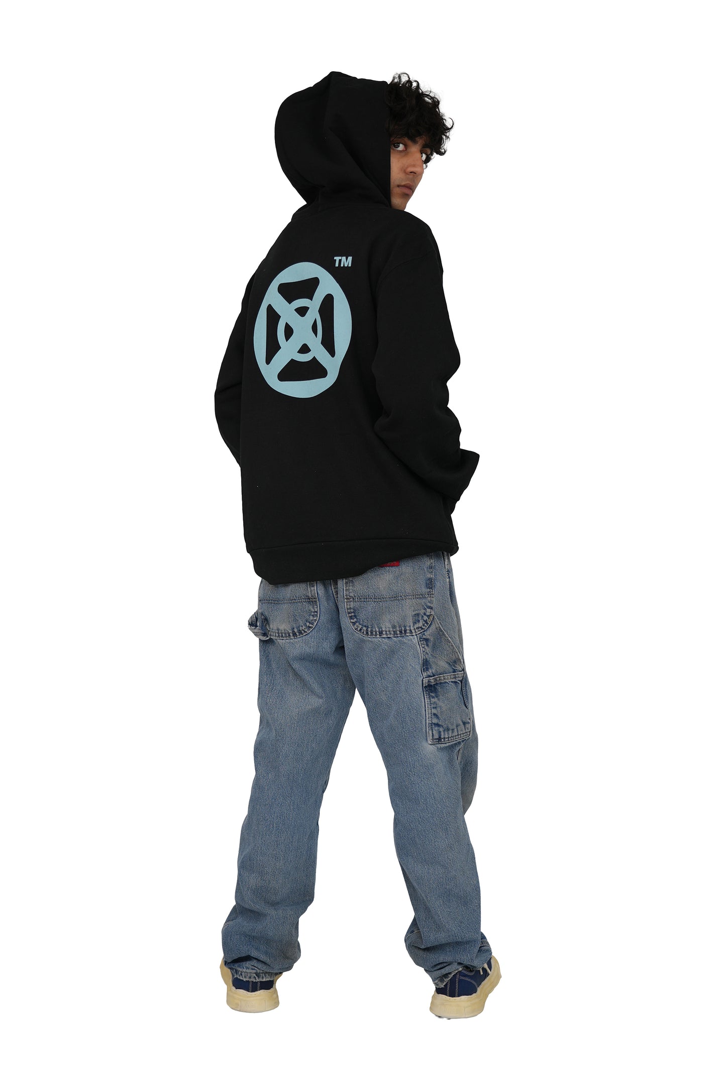 GOD BRIDGE Signature Flock Hoodie – Black