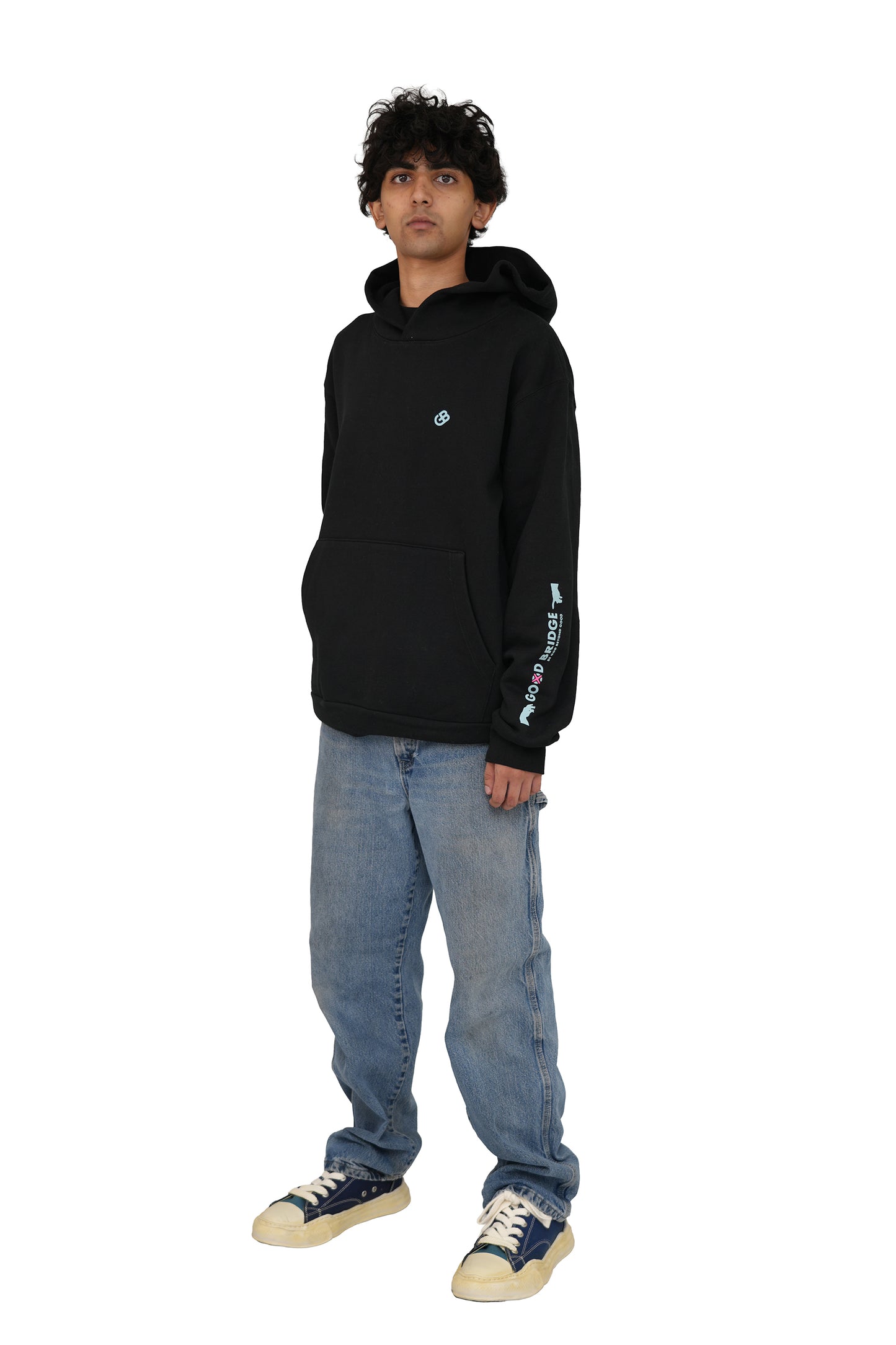 GOD BRIDGE Signature Flock Hoodie – Black