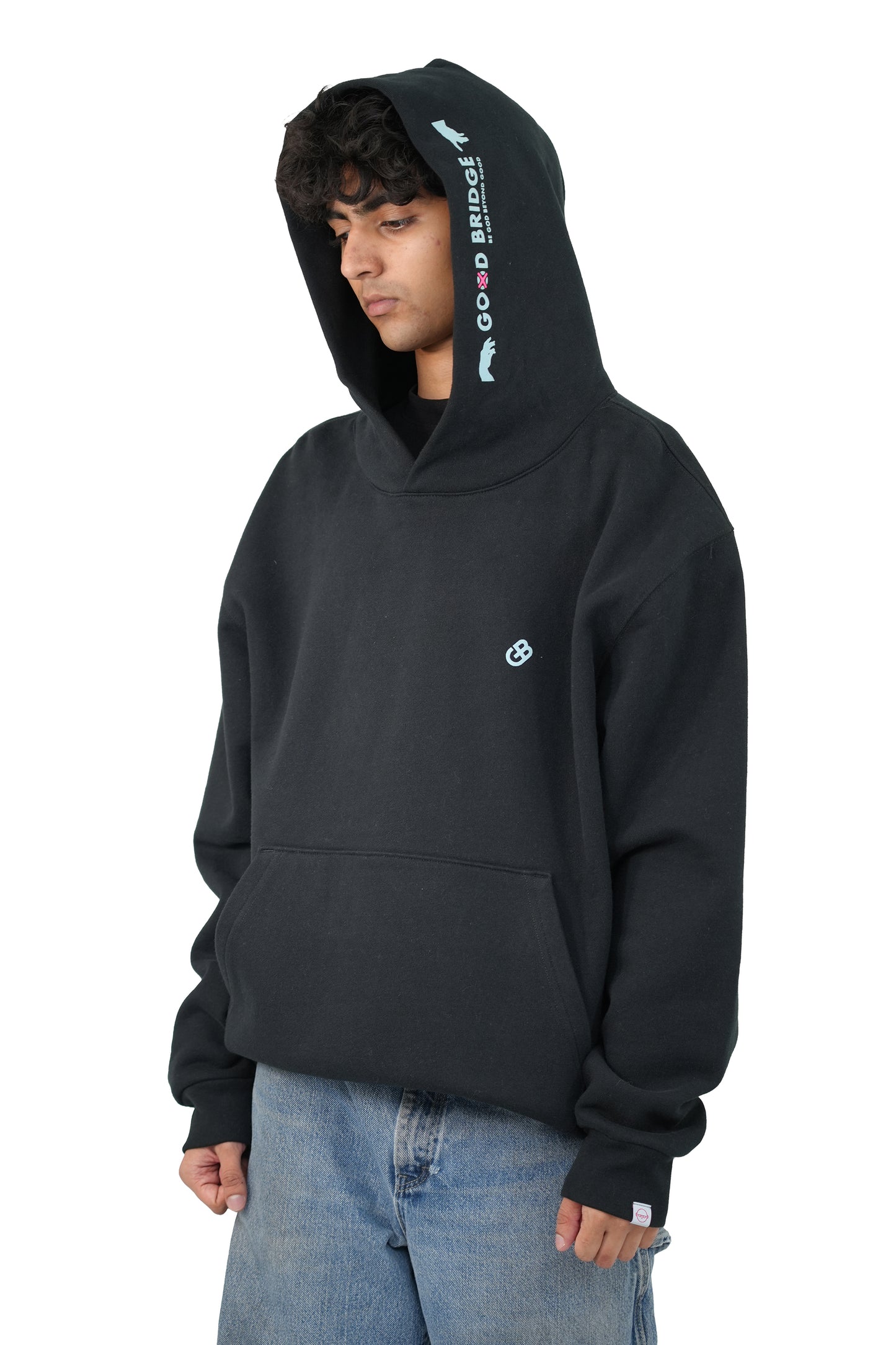 GOD BRIDGE Signature Flock Hoodie – Black