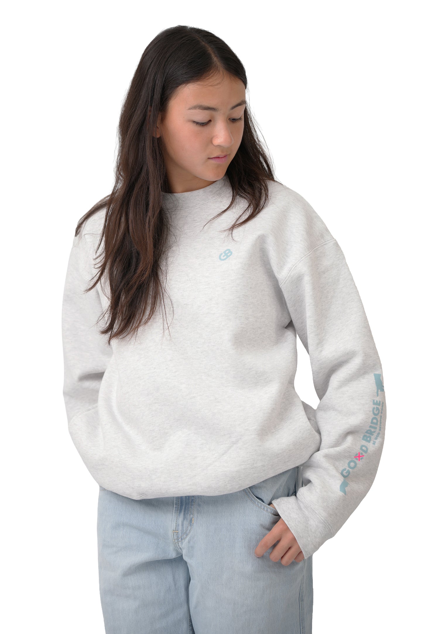 GOD BRIDGE Signature Flock Crewneck – Ash Grey