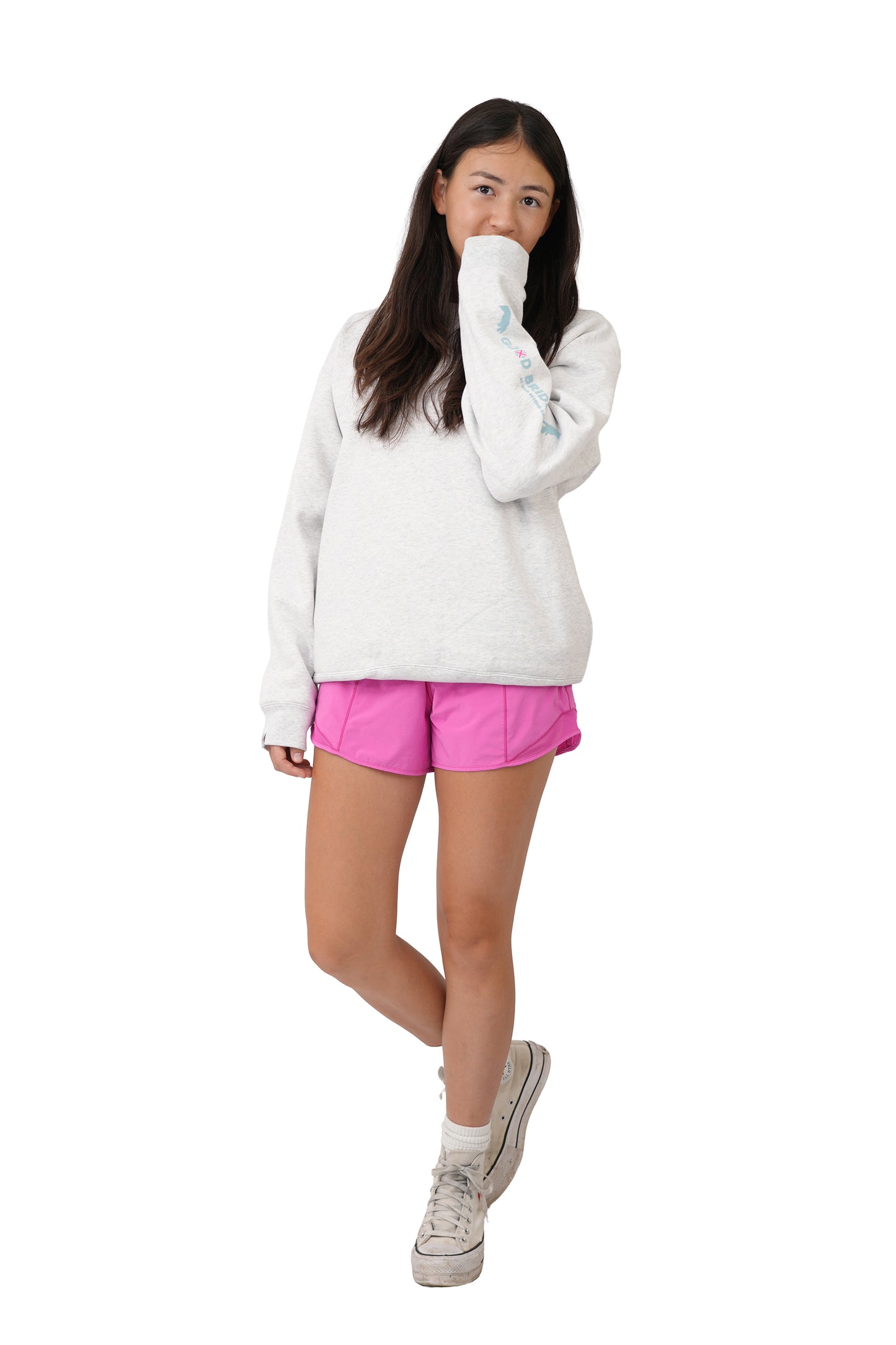 GOD BRIDGE Signature Flock Crewneck – Ash Grey