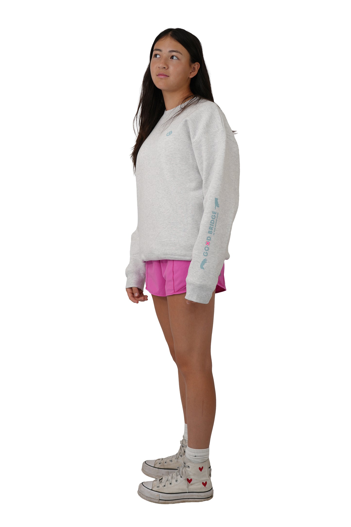GOD BRIDGE Signature Flock Crewneck – Ash Grey