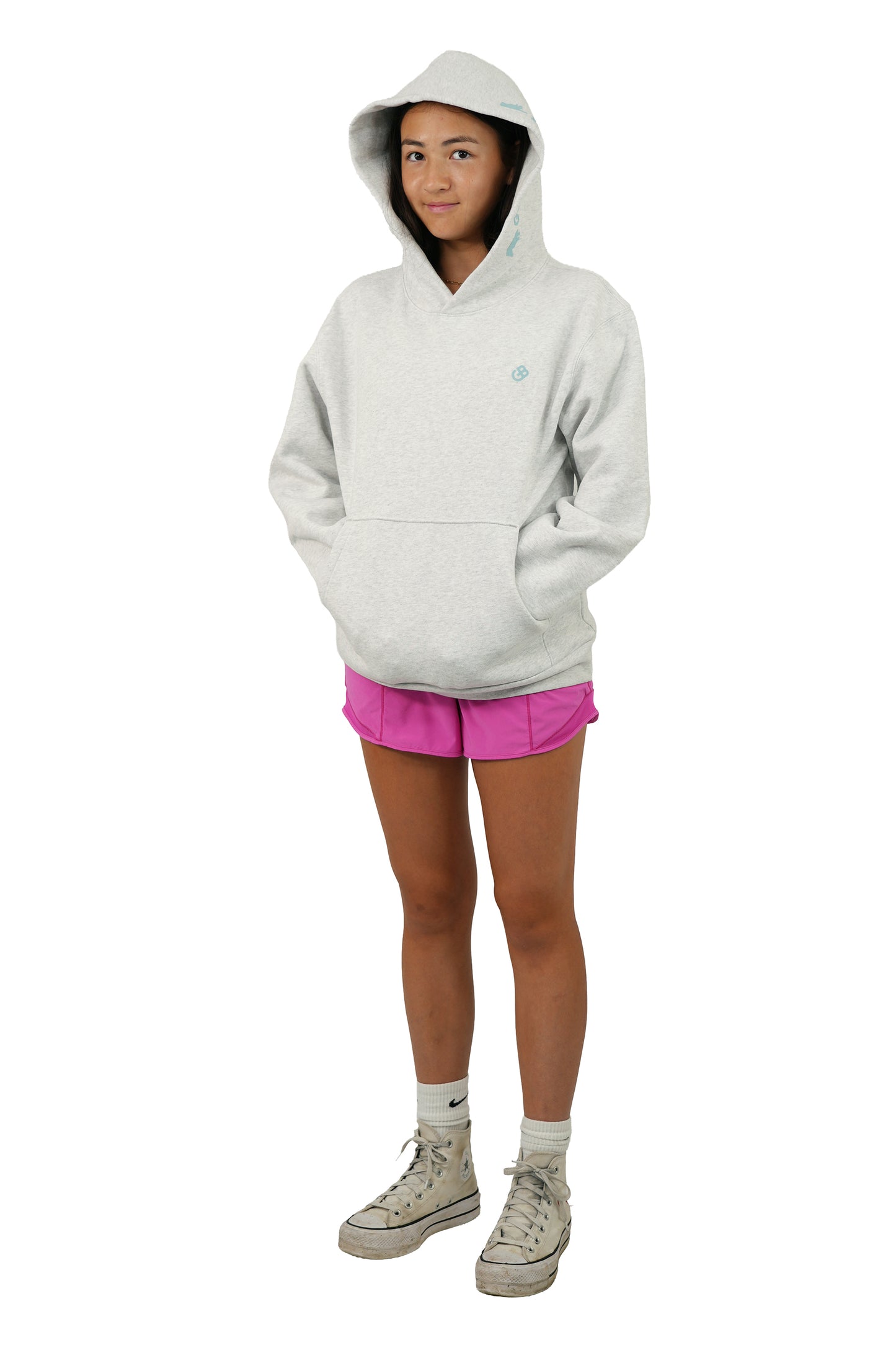 GOD BRIDGE Signature Flock Hoodie – Ash Grey
