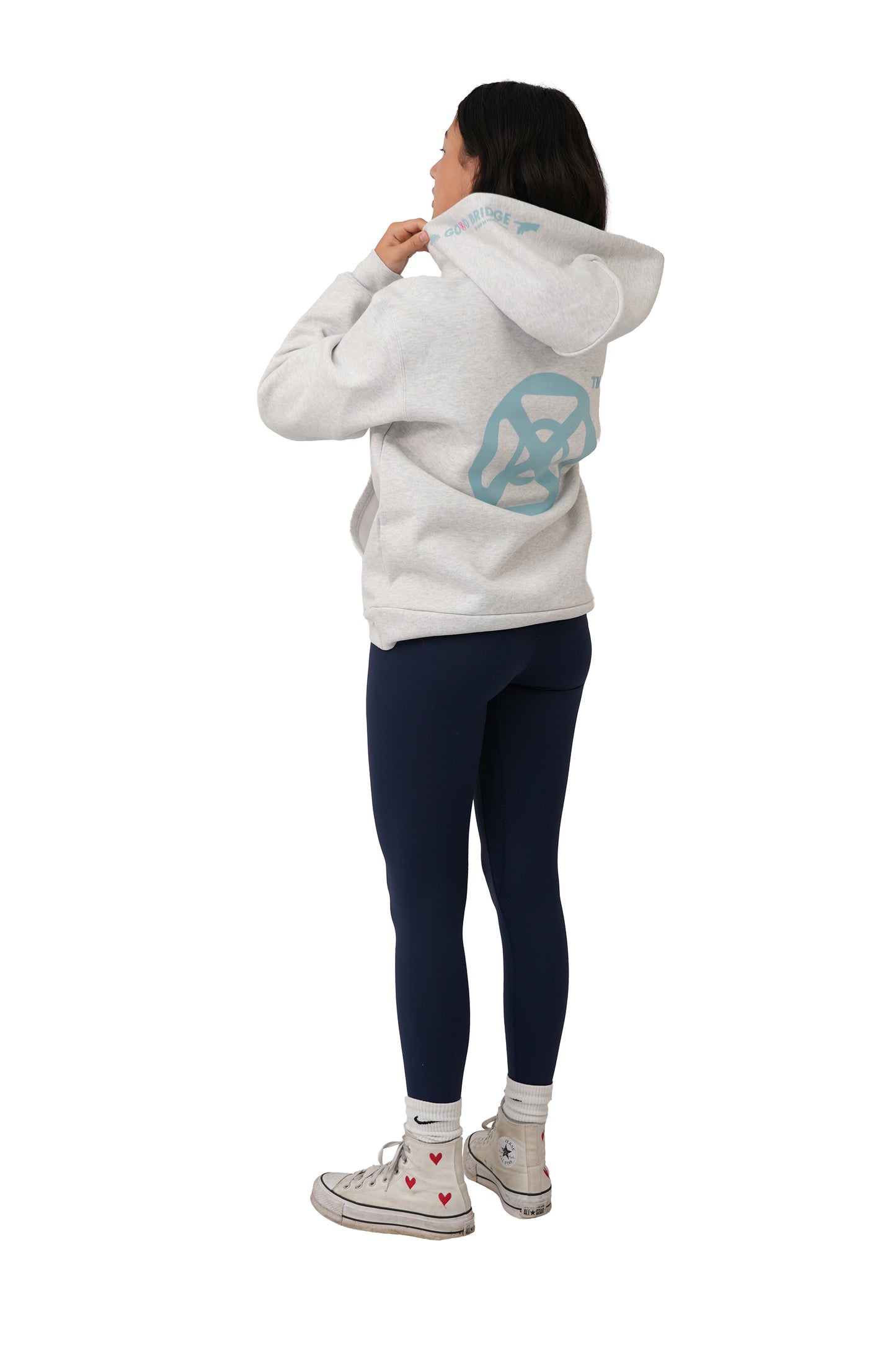GOD BRIDGE Signature Flock Hoodie – Ash Grey