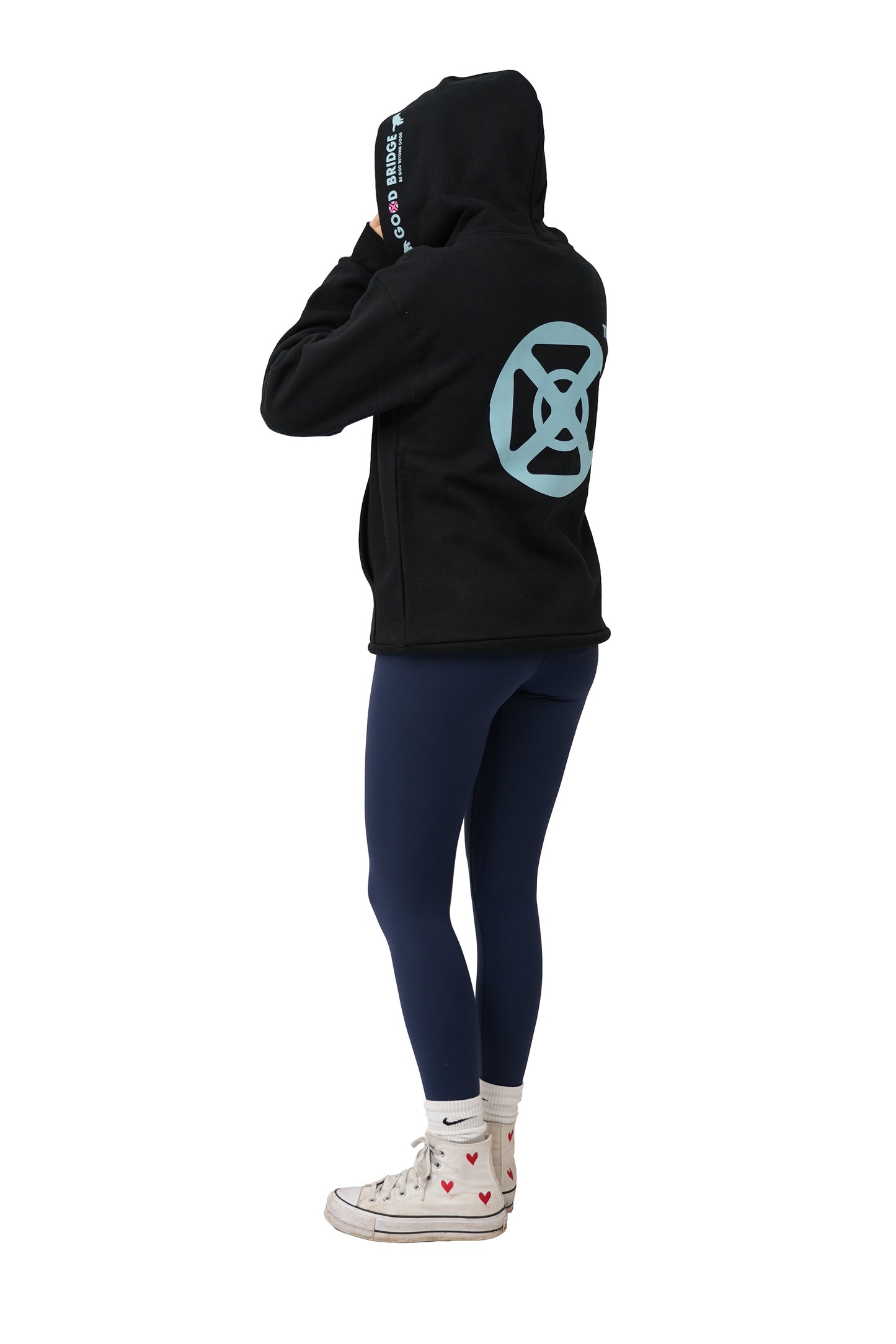 GOD BRIDGE Signature Flock Hoodie – Black