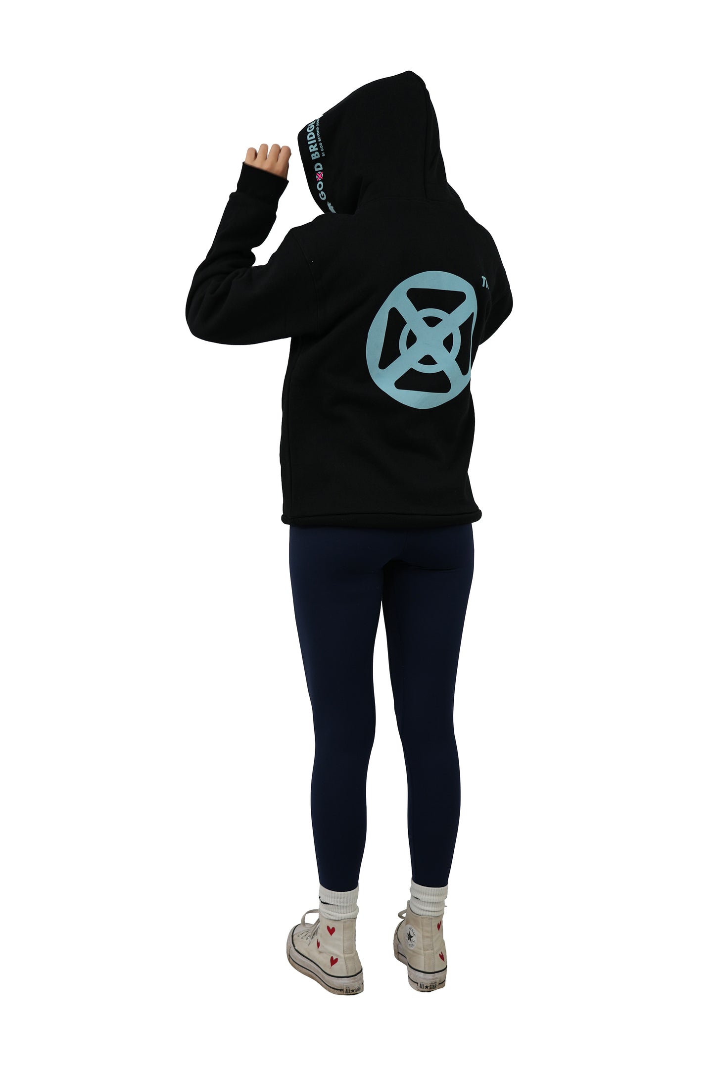 GOD BRIDGE Signature Flock Hoodie – Black