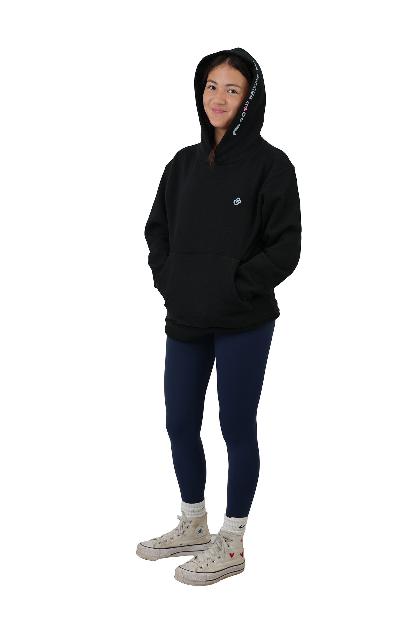 GOD BRIDGE Signature Flock Hoodie – Black