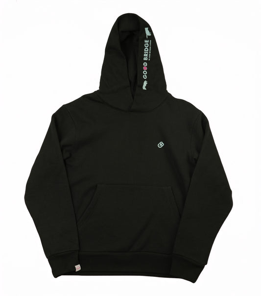 GOD BRIDGE Signature Flock Hoodie – Black